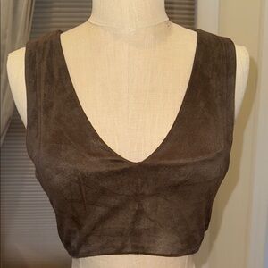 Article Cropped V Neck Sueded Top